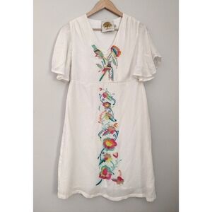 Missy Robertson Embroidered White Lined Dress